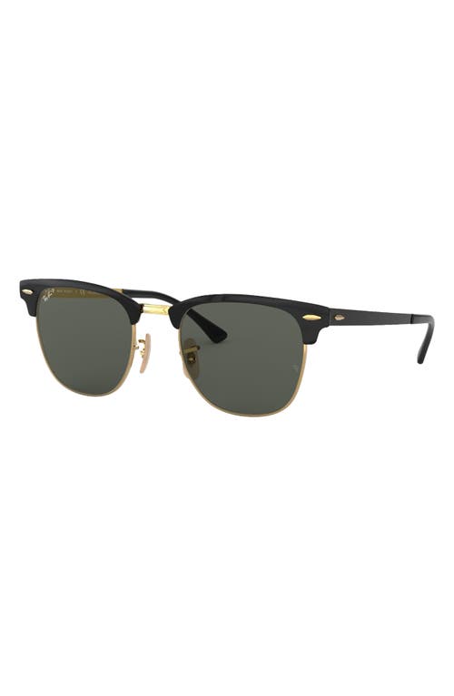 Shop Ray Ban Ray-ban Clubmaster Metal 58mm Polarized Square Sunglasses In Gold/black/green