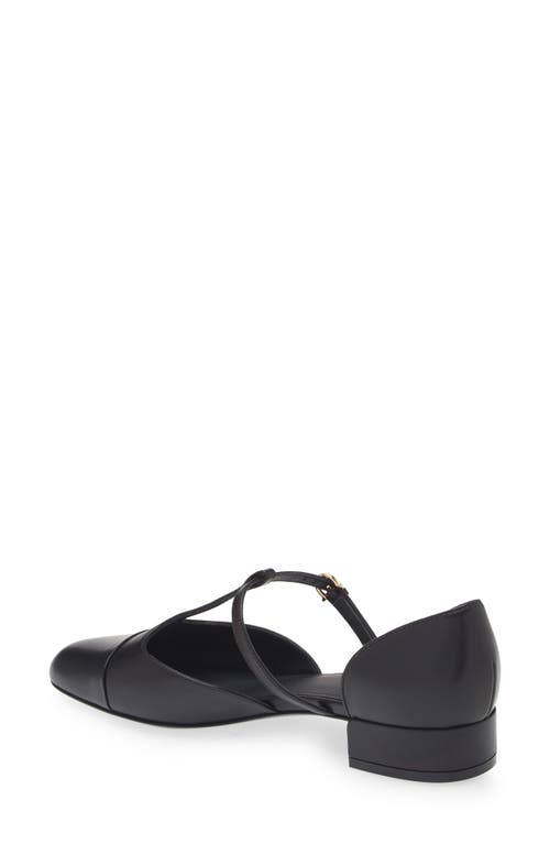 Shop Ferragamo Linette D'orsay T-strap Flat In Nero Nero Nero