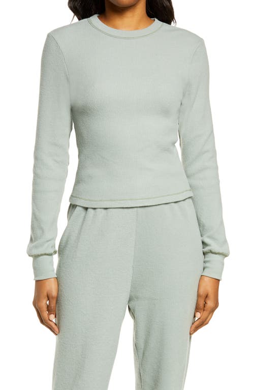 SKIMS Brushed Waffle 2.0 Long Sleeve T-Shirt Mineral at Nordstrom,