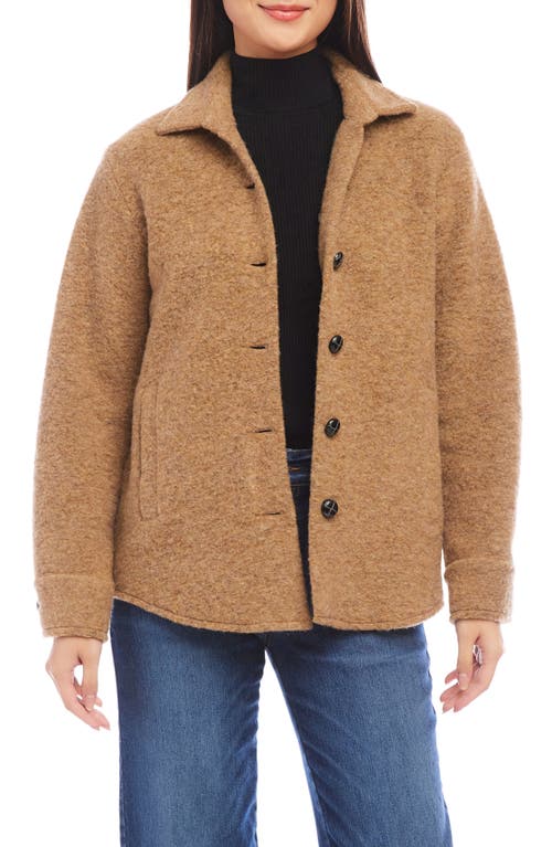 Karen Kane Brushed Wool Blend Shirt Jacket In Camel
