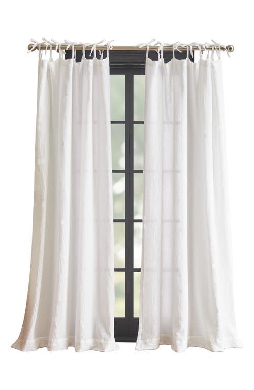 DKNY Pure Set of 2 Tie Tab Cotton Gauze Curtain Panels in Off White 