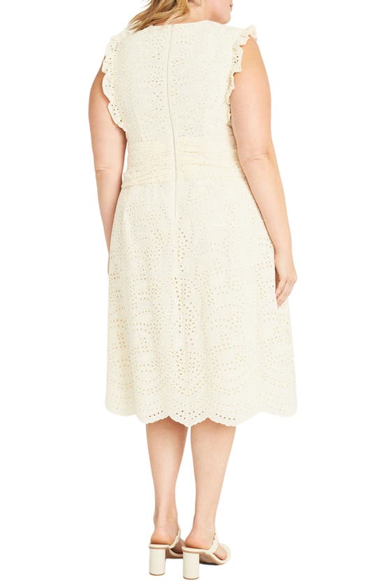 Shop Maggy London Ruffle Eyelet Dress In Ivory