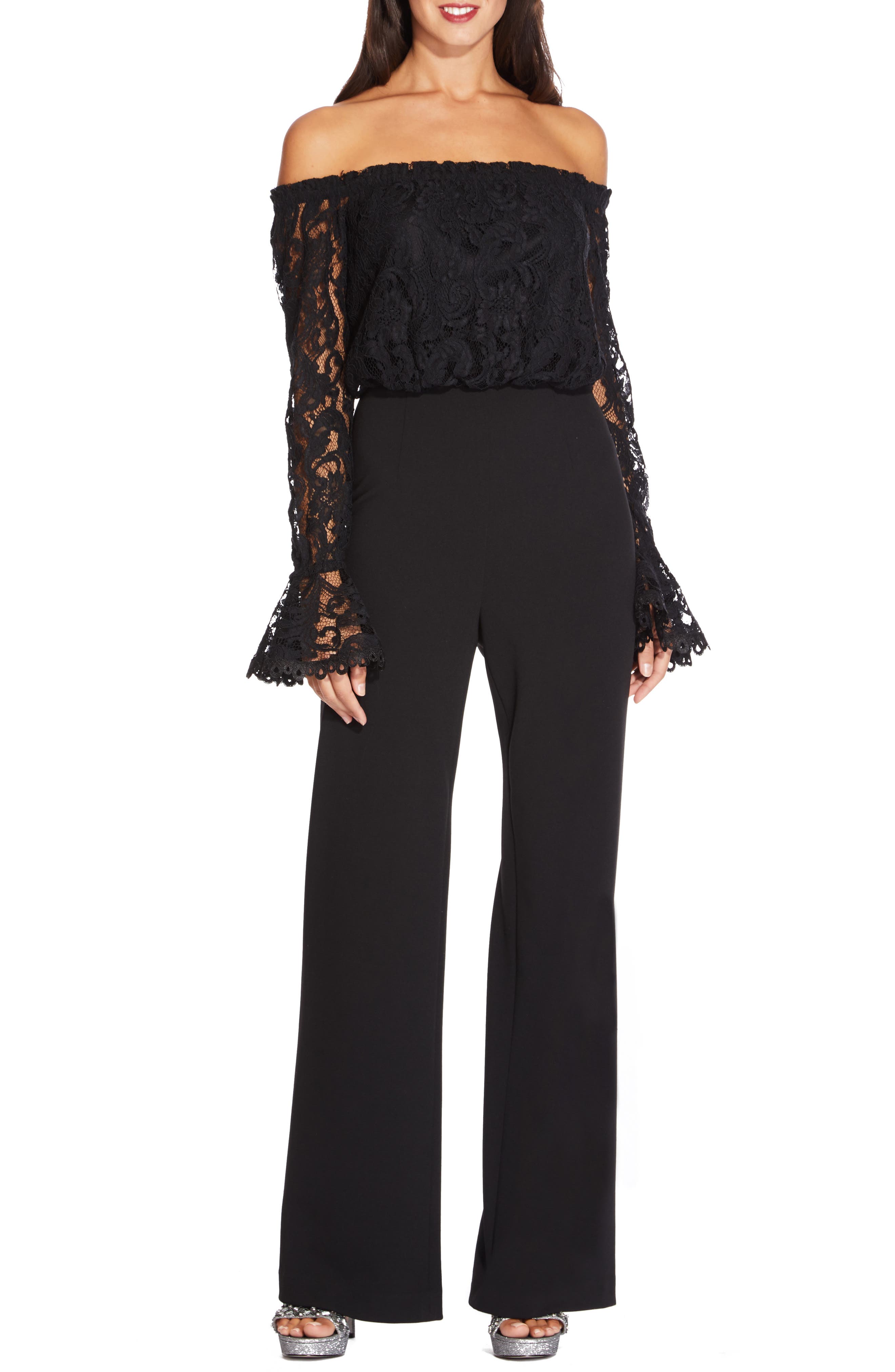 adrianna papell off the shoulder jumpsuit