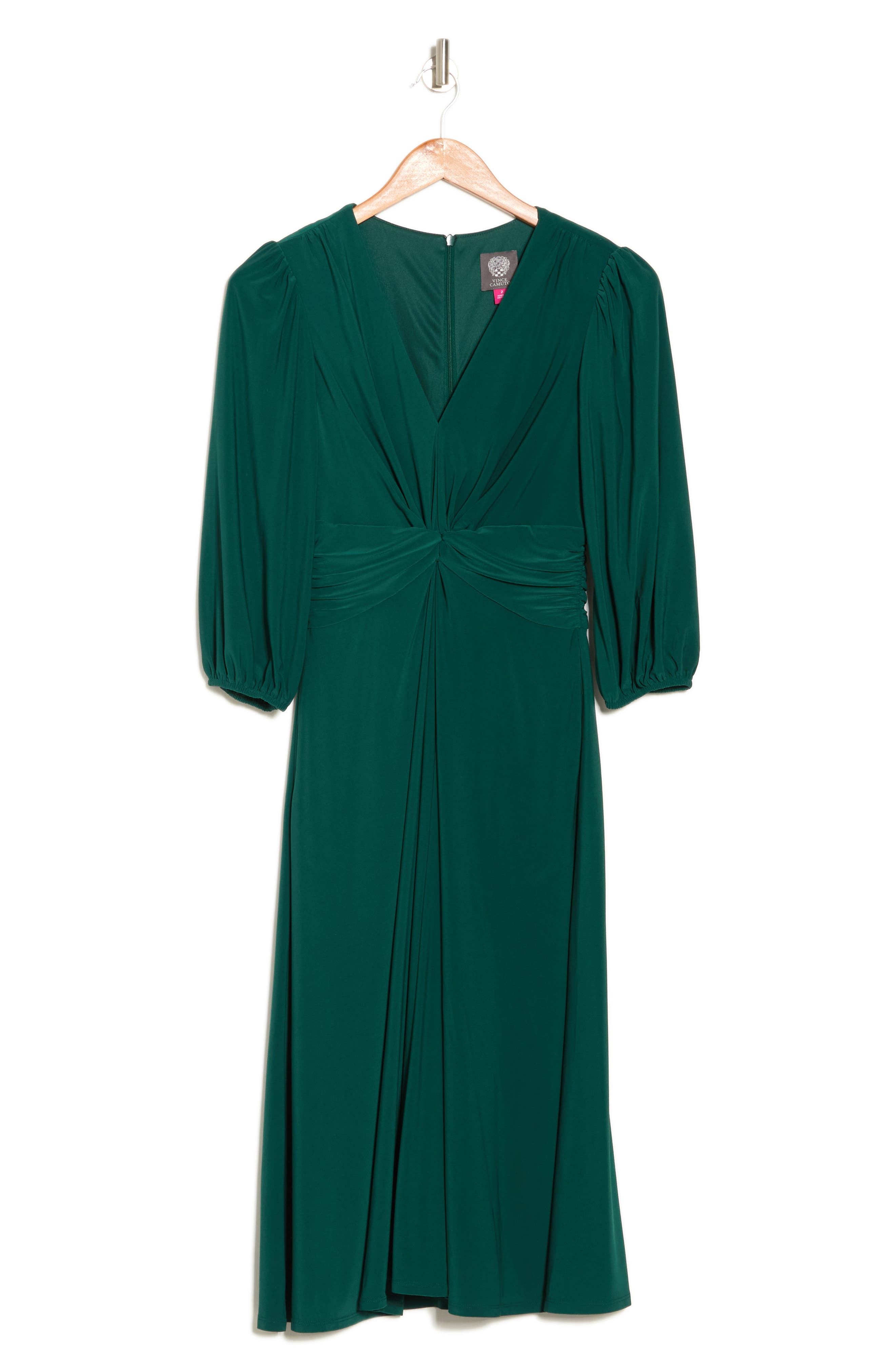 Vince Camuto Twist Front Long Sleeve Midi Dress in Hunter at Nordstrom Rack, Size 4