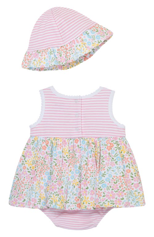 Shop Little Me Garden Popover Dress & Hat Set In Pink