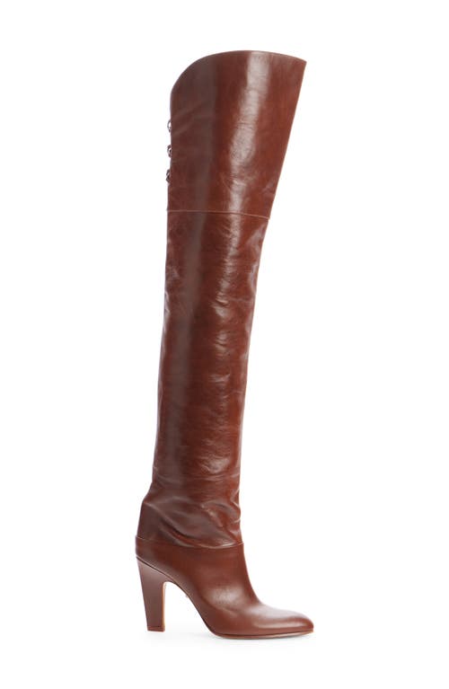 Chloé Eve Over The Knee Leather Boots In Sooty Brown