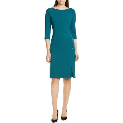 Petite Boss Dikena Ponte Sheath Dress, Green