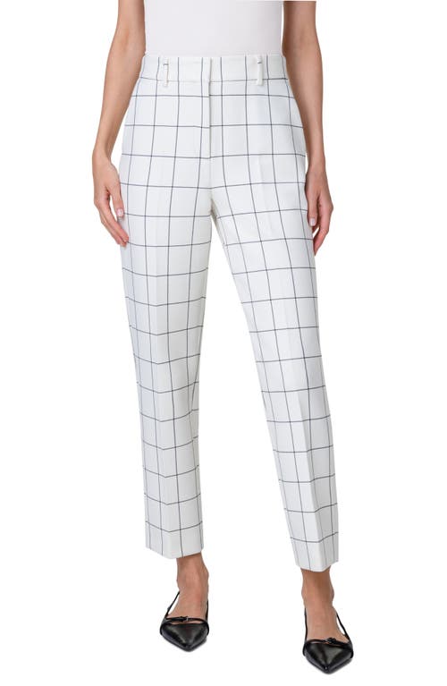 Akris punto Feryn Check Pebble Crepe Tapered Leg Ankle Pants in Cream-Black at Nordstrom, Size 16