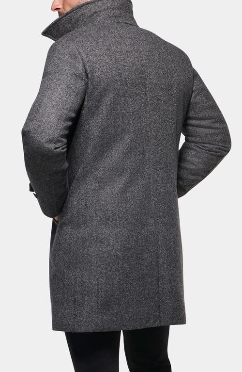 Norwegian Wool Herringbone Waterproof Wool Blend Down Coat In Grey Black Herringbone