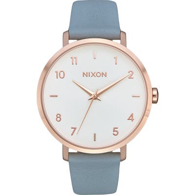 Nixon The Arrow Leather Strap Watch,