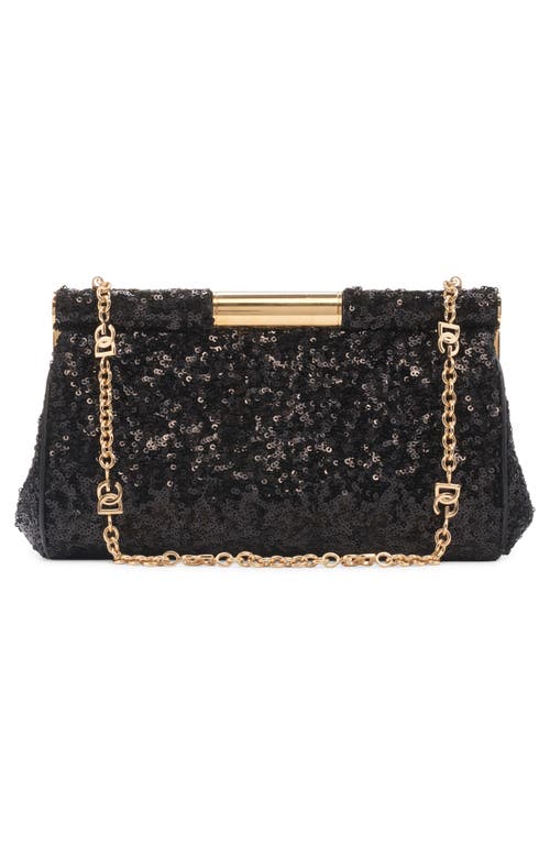 Dolce & Gabbana Sequined Clutch Bag In 80999 Nero
