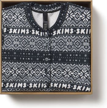SKIMS, Logo Plush Pointelle Long Sleeve Henley, BLACK