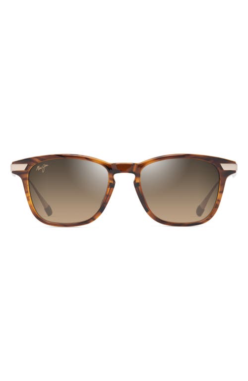 Maui Jim Manaolana 51mm Polarized Square Sunglasses in Shiny Dark Havana W/Gold at Nordstrom