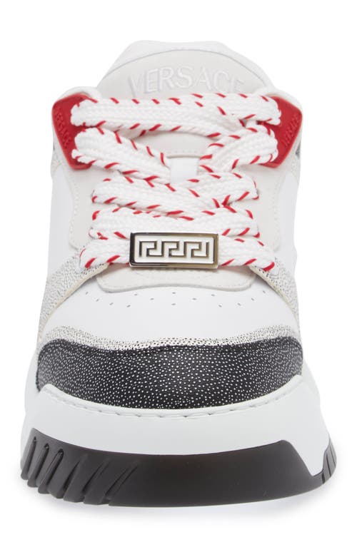 Shop Versace Odissea Sneaker In Black Lipstick Red