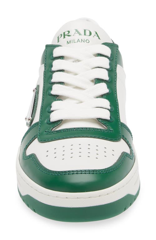 Shop Prada Downtown Logo Low Top Sneaker In White/green