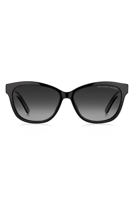 Shop Marc Jacobs The  55mm Polarized Gradient Rectangular Sunglasses In Black Gold/ Gray