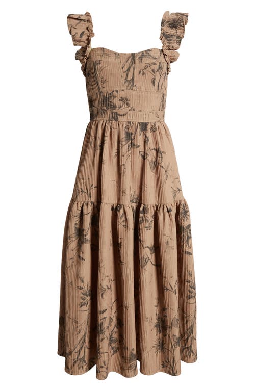 Moon River Floral Sundress In Mocha Multi