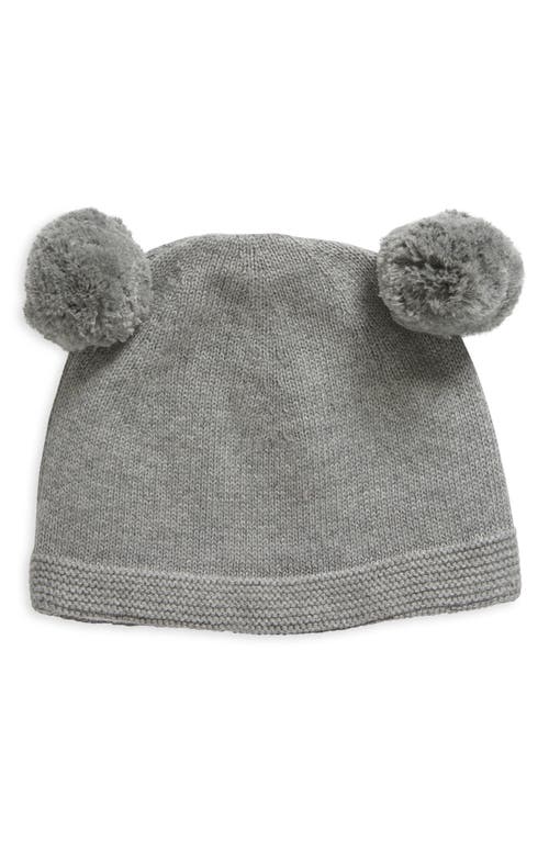 Pink Lemonade Double Pompom Organic Cotton Beanie In Light Grey Mel