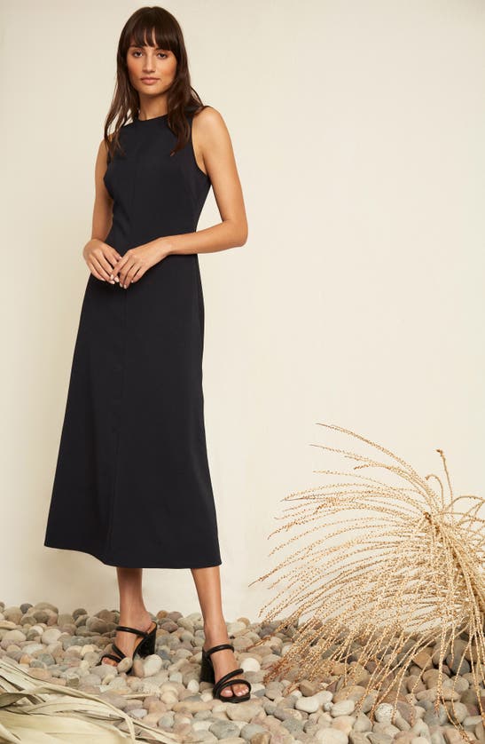 Luxely Reed Sleeveless Midi A-line Dress In Meteorite