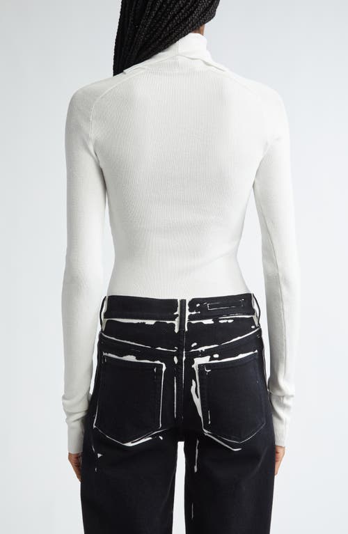 Proenza Schouler Fox Longline Logo Rib Turtleneck Top In White