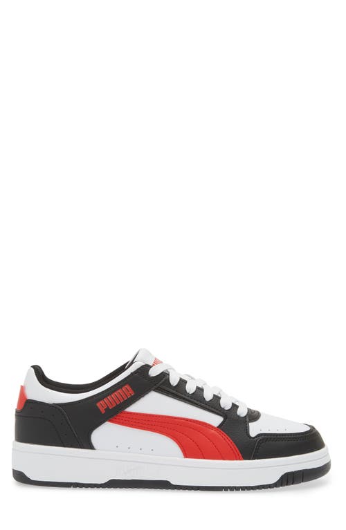 Puma Rebound Joy Low Top Sneaker In White-red-black