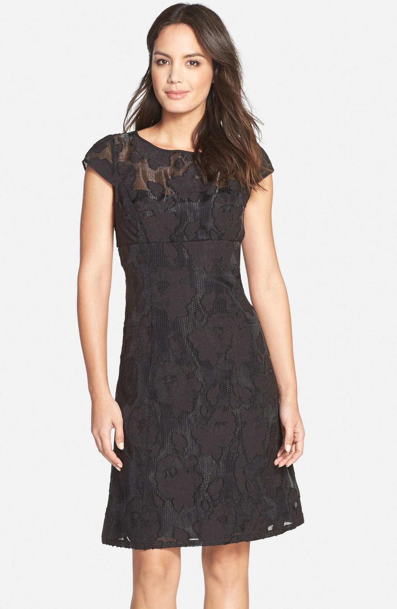 Adrianna Papell Burnout Lace Fit & Flare Dress | Nordstrom