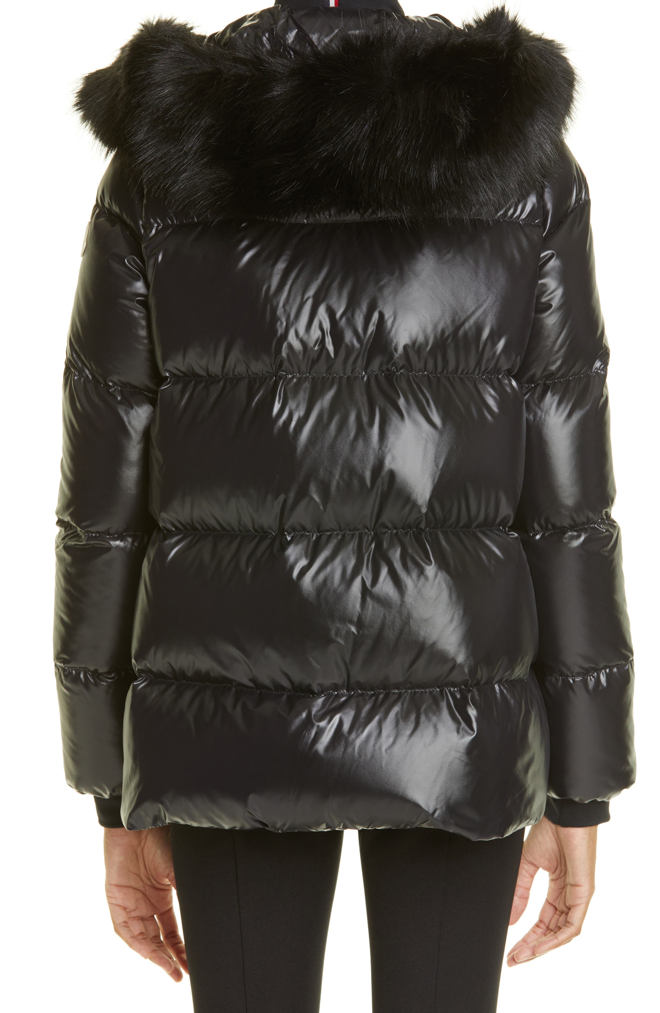 moncler black fur hooded jacket