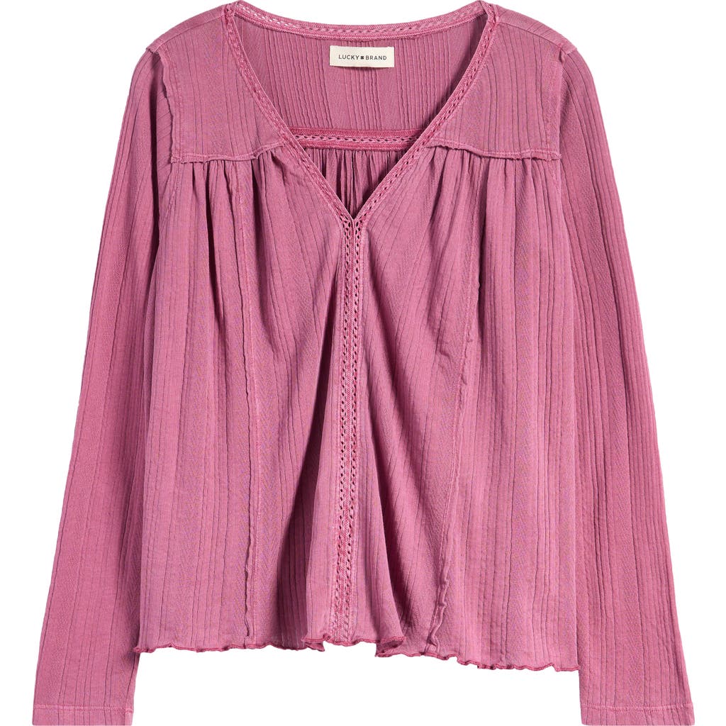 Shop Lucky Brand Lace Trim Knit Top In Violet Quartz