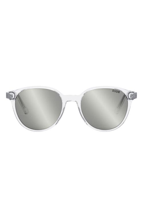 InDior R1I 53mm Round Sunglasses in Crystal /Smoke Mirror at Nordstrom