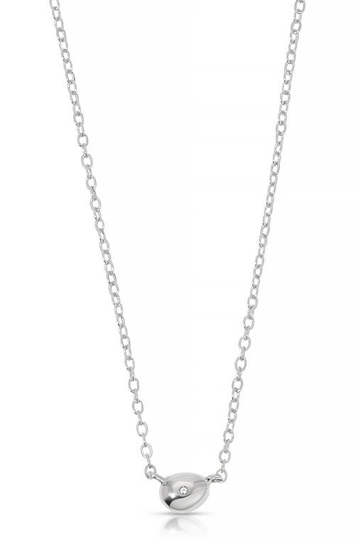 Ettika Pave Polished Pebble Pendant Necklace, 14-17 In Rhodium