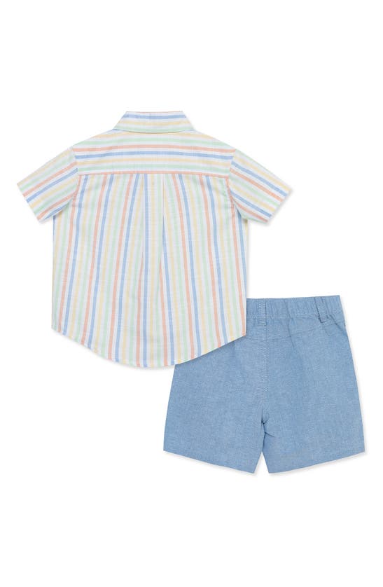 Shop Little Me Stripe Shirt & Shorts 2-piece Set In Blue