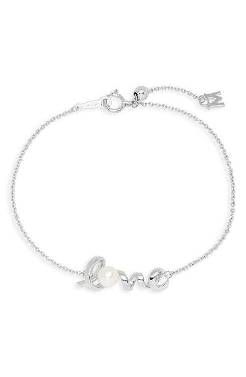 Mikimoto White Gold Pearl Love Pendant Bracelet in 18Kw