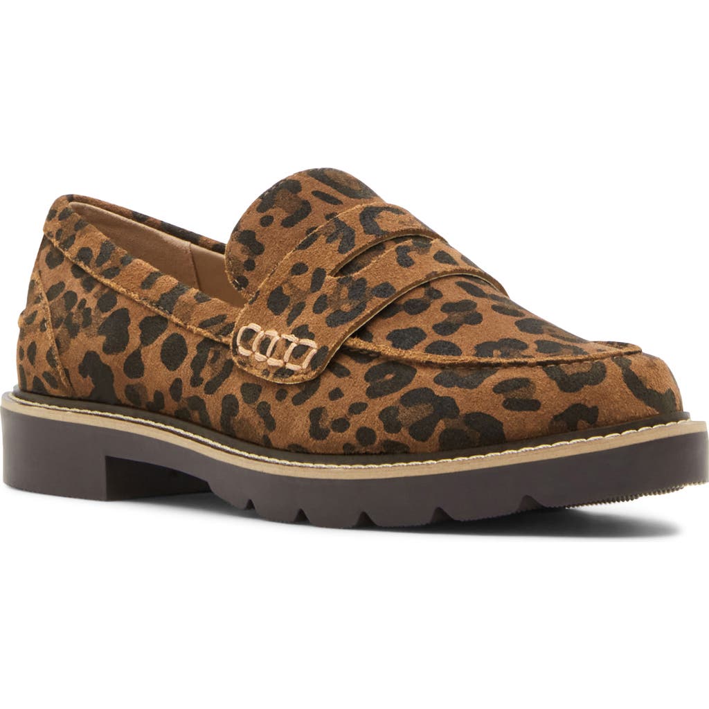 Blondo Waterproof Penny Loafer In Leopard Suede