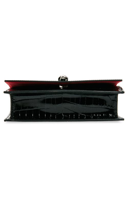 Alexander Mcqueen Mini Skull Croc Embossed Leather Shoulder Bag In Black