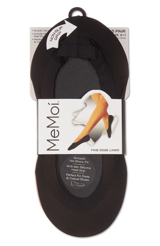 Shop Memoi Fine Edge Sock Liners In Black-nude