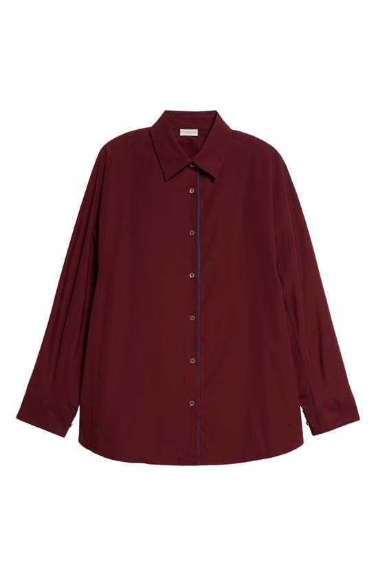 Shop Dries Van Noten Oversize Cotton Poplin Button-up Shirt In Bordeaux 359