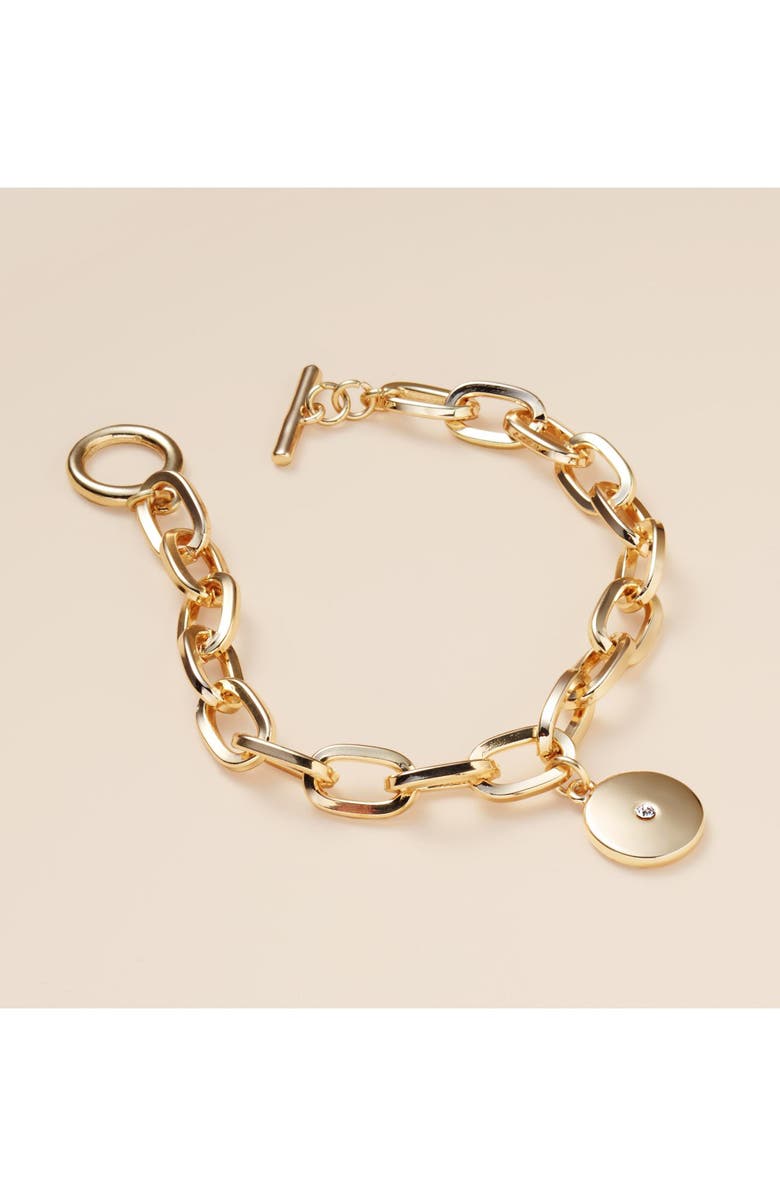 Medallion Charm Bracelet, Alternate, color, CLEAR- GOLD