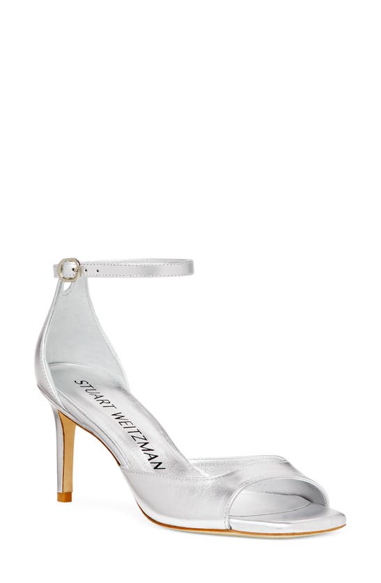 Shop Stuart Weitzman Nudista Ankle Strap Sandal In Silver