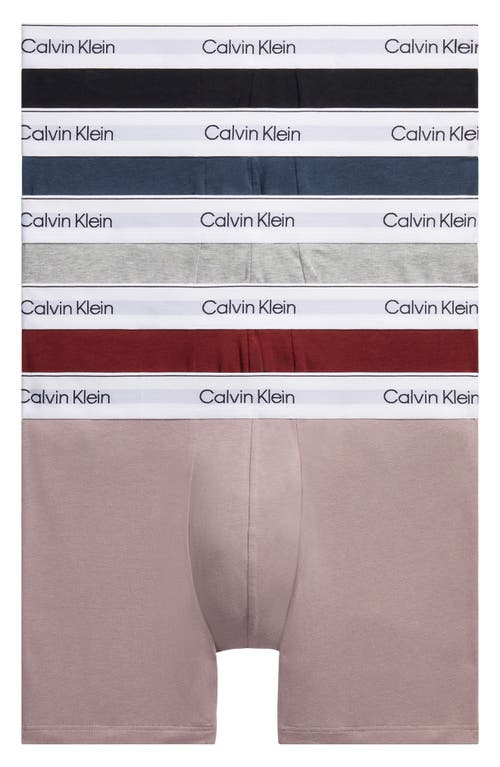 Shop Calvin Klein Assorted 5-pack Modern Stretch Cotton Performance Boxer Briefs In Red/black/grey Assorted