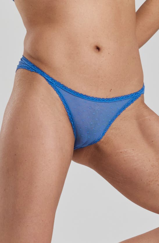 Shop Peachaus Ume Recycled-lace Mid-rise Underwear In Mountain Blue