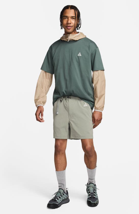 Shop Nike Acg Water Repellent Stretch Nylon Hiking Shorts In Dark Stucco/summit White