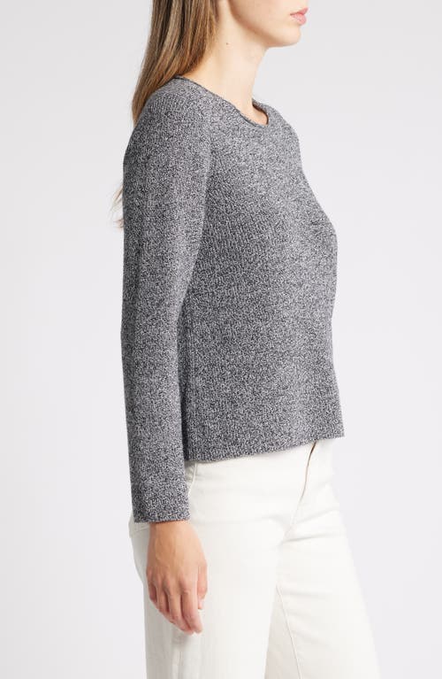 Shop Eileen Fisher Crewneck Organic Cotton Sweater In Black/ivory