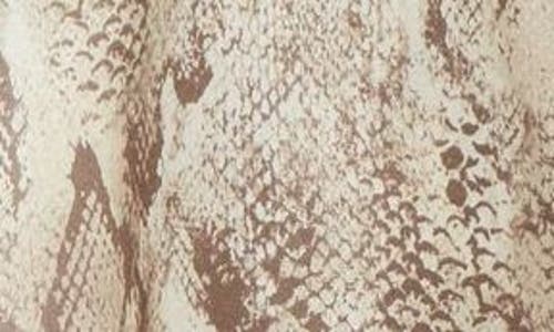 Shop L Agence L'agence Tyler Snakeskin Print Long Sleeve Silk Button-up Shirt<br /> In Tan Multi Snake