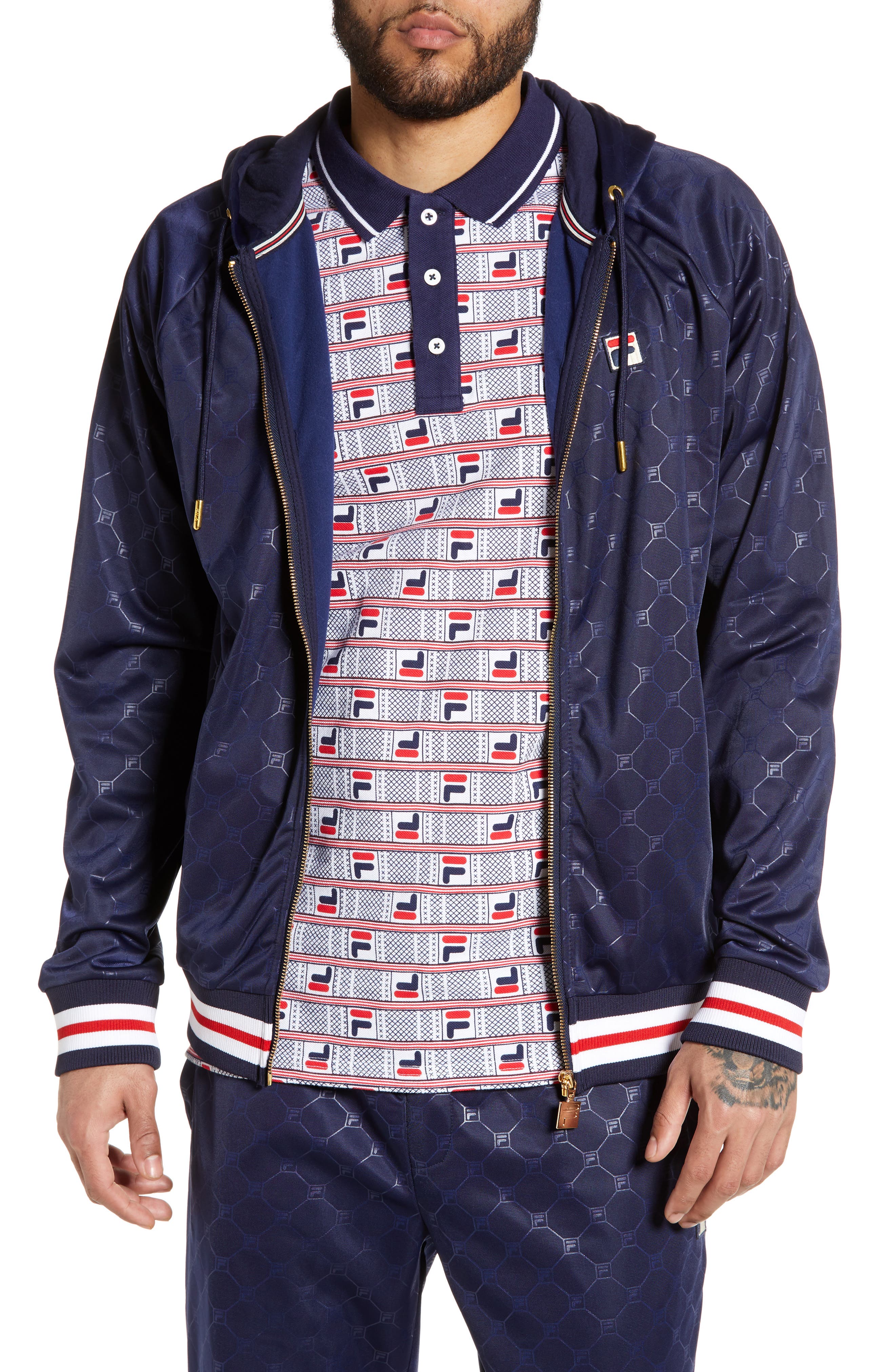 UPC 789482818340 product image for Men's Fila Royce Hooded Jacket, Size Small - Blue | upcitemdb.com