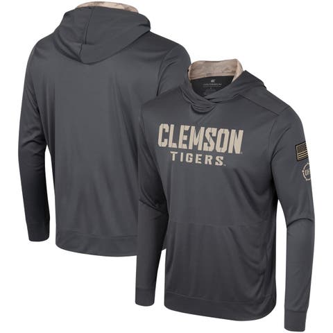 Men's Colosseum Charcoal Clemson Tigers OHT Military Appreciation Long Sleeve Hoodie T-Shirt