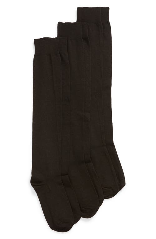 Hue 3-Pack Flat Knit Knee High Socks in Black Pack at Nordstrom
