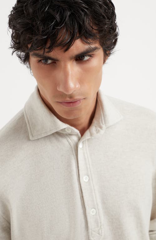 Shop Brunello Cucinelli Cashmere Knit Polo In Stone Grey