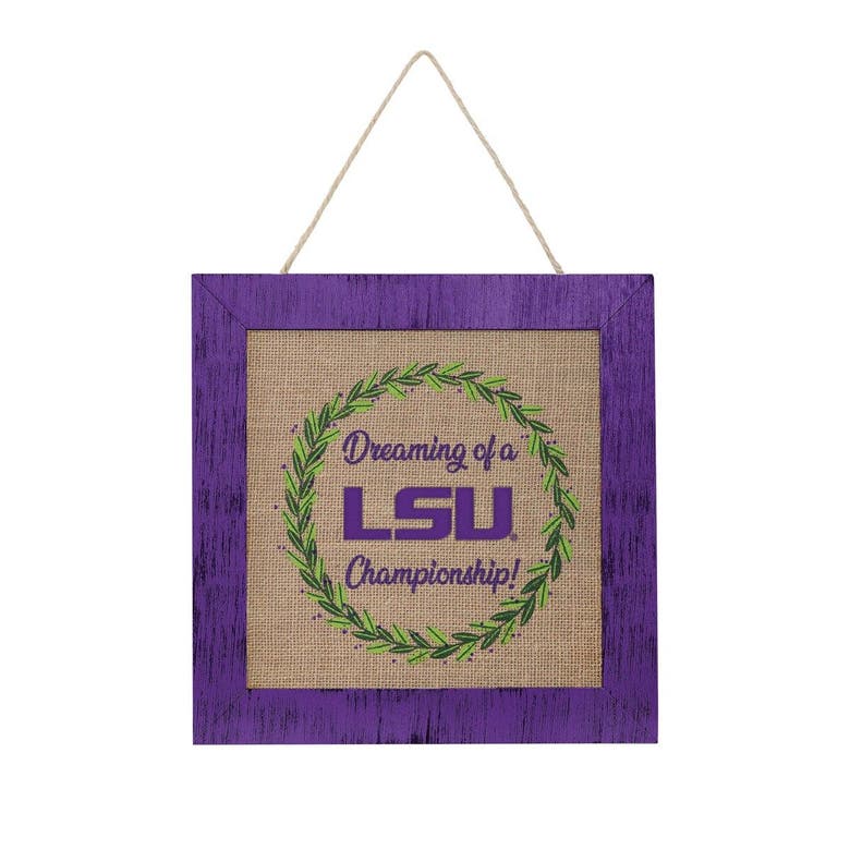 Foco Lsu Tigers 12'' Double-sided Burlap Sign In Purple