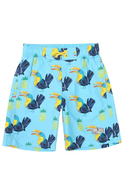 Rokka&rolla Kid's Swim Trunks With Mesh Lining And Upf 50+ Protection In Geometric Bird