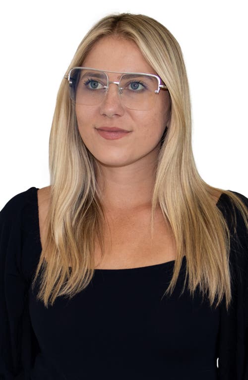 Fifth & Ninth Sunday 58mm Aviator Blue Light Blocking Glasses In Silver/clear